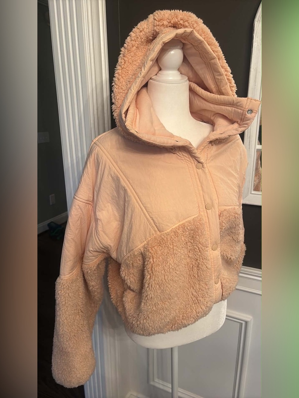FP Movement by Free People Peach Sherpa Hooded Jacket